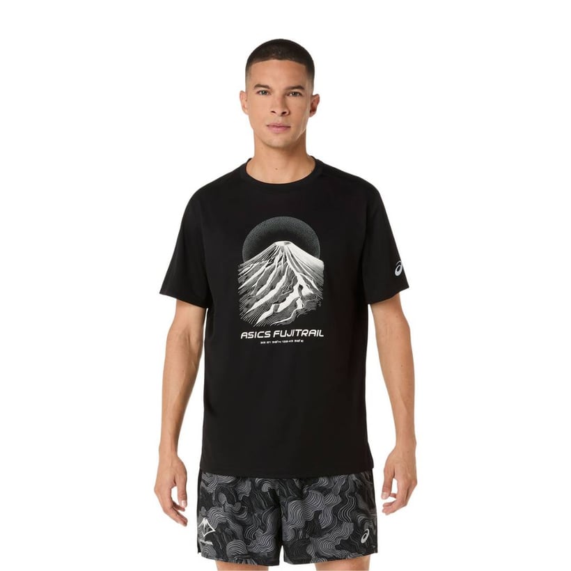 Camiseta Asics Fujitrail Manga Curta Preto Branco