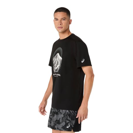 Camiseta Asics Fujitrail Manga Curta Preto Branco