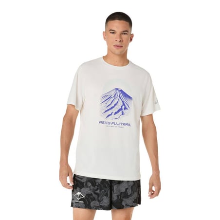 Camiseta Asics Fujitrail Manga Curta Branco Azul