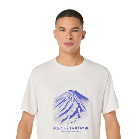 Camiseta Asics Fujitrail Manga Curta Branco Azul