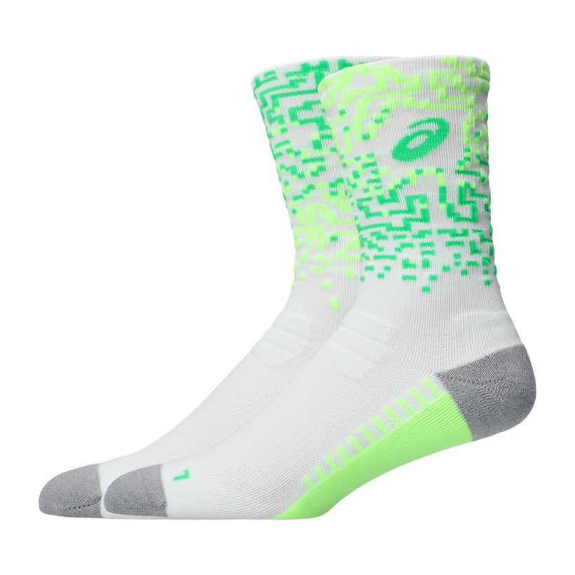 Meias Asics Performance Run Crew Branco Verde