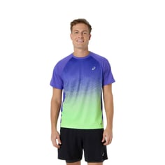 Camiseta Asics Road Fade Manga Curta Roxo Verde