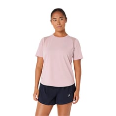 Camiseta Asics Road Manga Corta Rosa Mujer