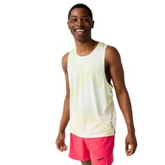 Brooks Dash Mouwloos Shirt Geel Wit
