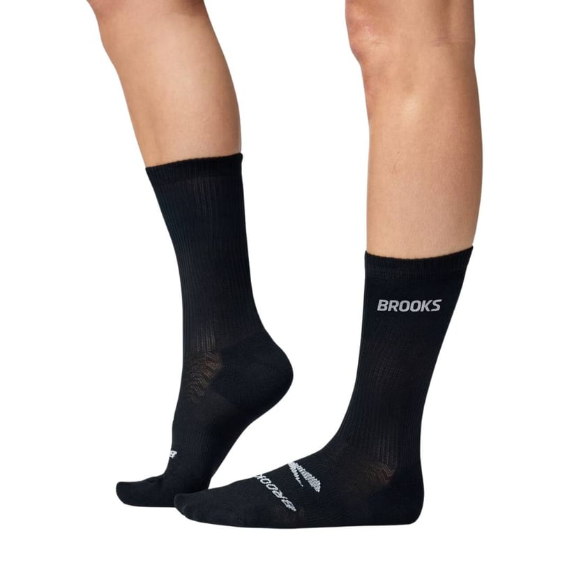 Meias Brooks Run‑In Crew 3 Pack Preto Branco