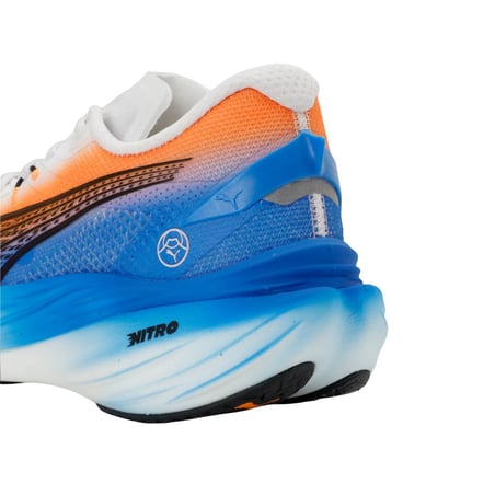 Chaussures Puma Deviate NITRO 3 Ekiden Blanc Bleu SS26 Femme