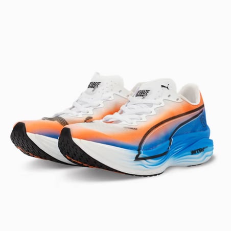 Zapatillas Puma Deviate Nitro Elite 3 Azul Naranja SS26 Mujer