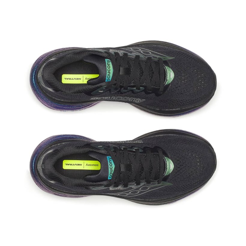 Zapatillas Saucony Ride 19 Negro Morado SS26 Mujer