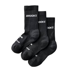 Calzini Brooks Run‑In Crew 3 Pack Nero Bianco