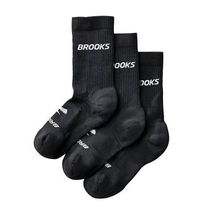 Meias Brooks Run‑In Crew 3 Pack Preto Branco