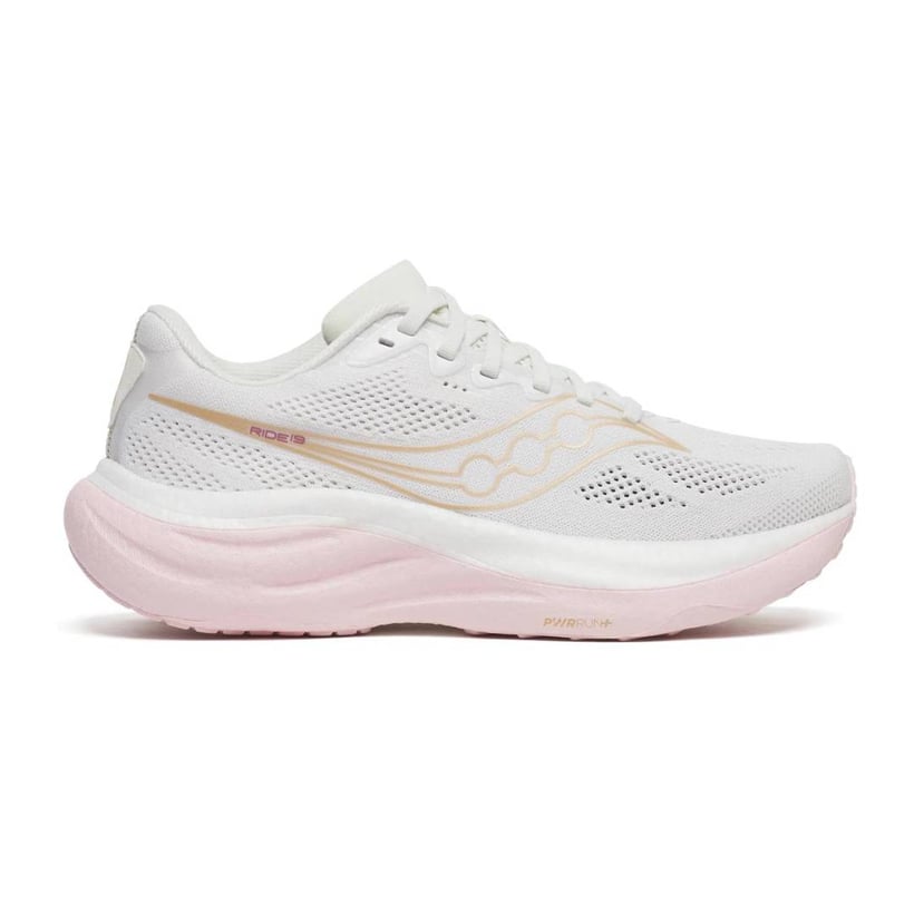 Ténis Saucony Ride 19 Branco Rosa SS26 Mulher
