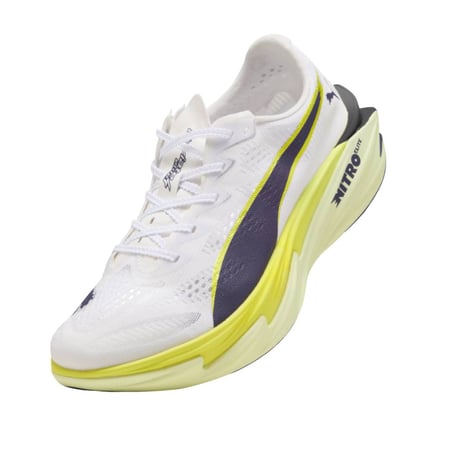 Tênis Puma Deviate NITRO Elite 4 Branco Amarelo SS26 Mulher