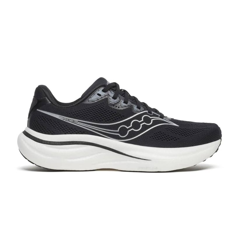 Saucony Ride 19 Running Shoes Black White SS26
