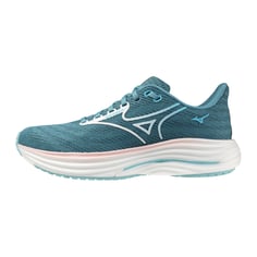 Zapatillas Mizuno Wave Rider 29 Azul Blanco SS26 Mujer