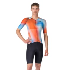 Tritraje Castelli Free San Remo 3 Manga Corta Naranja Azul