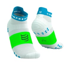 Meias Compressport Pro Racing v4.0 Run Low Branco Verde