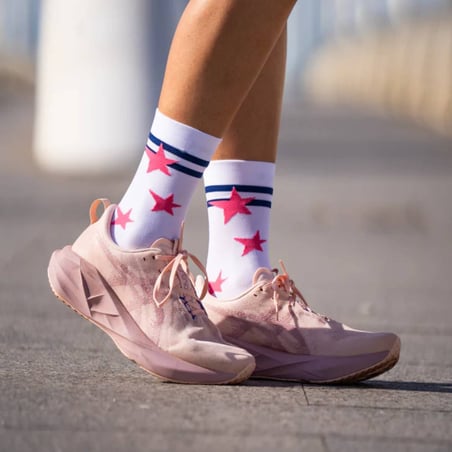 Sporcks Run Star Socks White Pink
