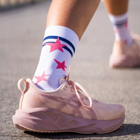Meias Sporcks Run Star Branco Rosa