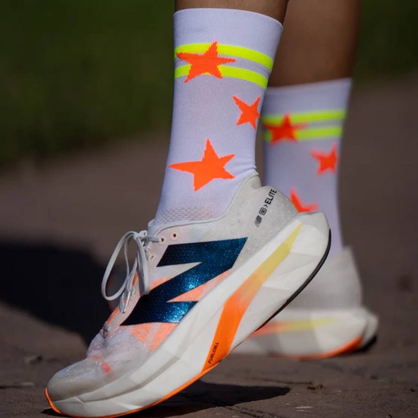 Sporcks Run Star Socks White Orange