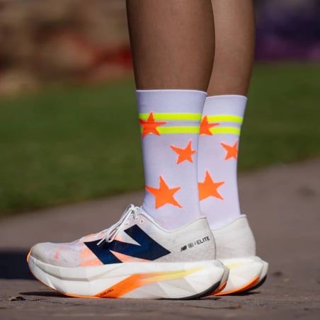 Meias Sporcks Run Star Branco Laranja