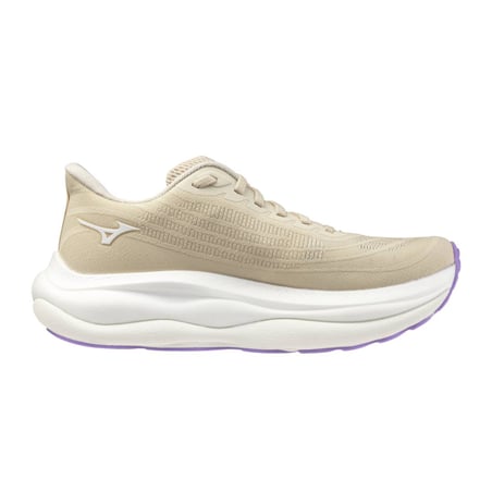 Mizuno Wave Sky 9 hardloopschoenen Beige Paars SS26 Dames