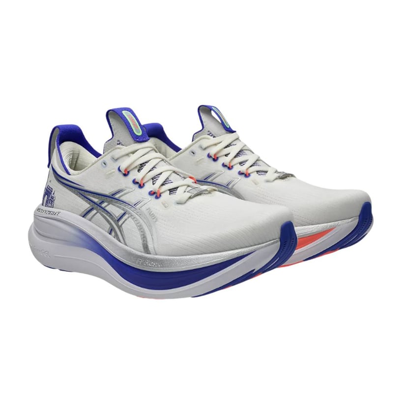 Chaussures Asics Gel Nimbus 28 Paris Blanc Bleu...