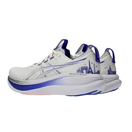 Asics Gel Nimbus 28 Paris Weiß Blau AW26 Unisex Laufschuhe