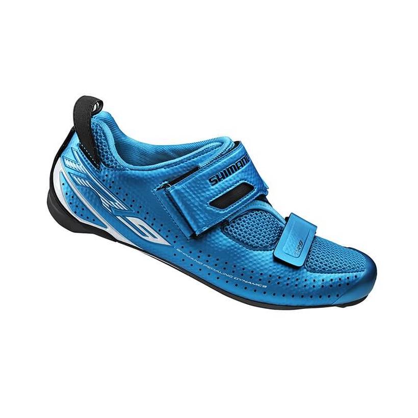 Tênis de triatlo Shimano TR900 azul com sola de carbono