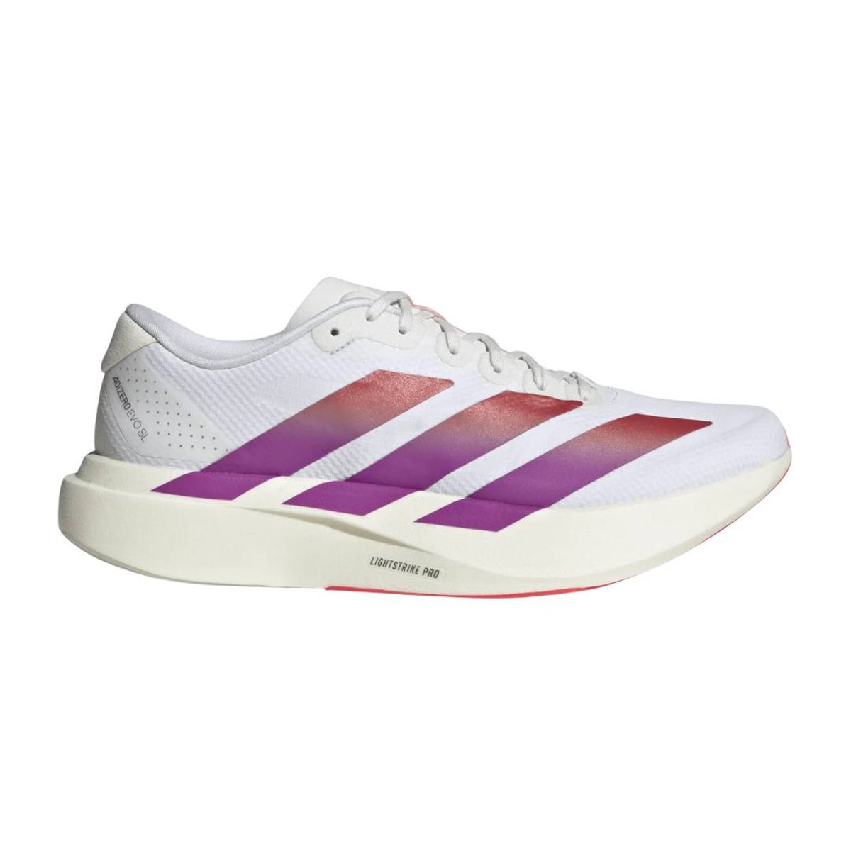 Adidas Adizero EVO SL Woven Laufschuhe Weiß Lila AW26, Größe UK 10.5