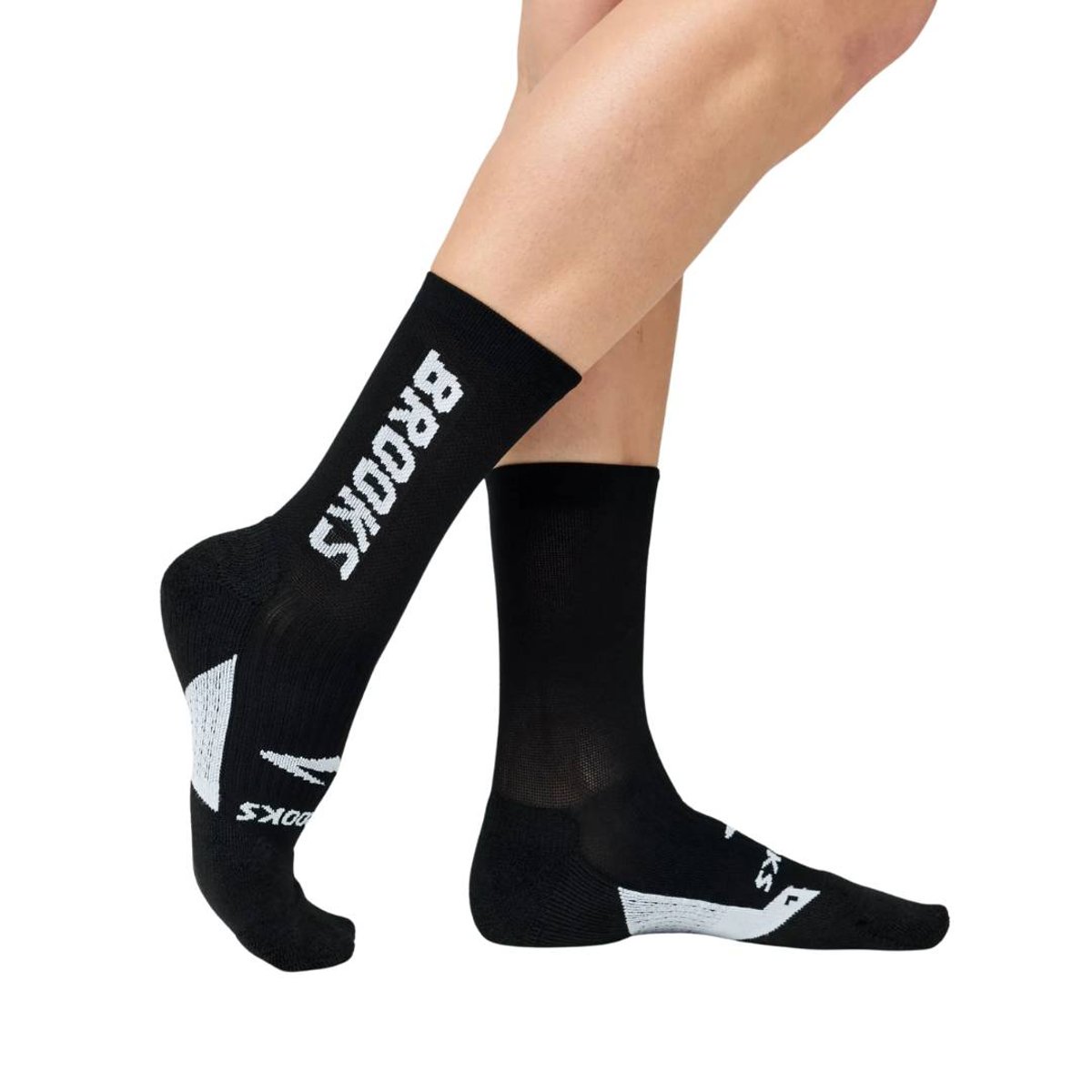 Brooks Ghost Crew Socken Schwarz Weiß, Größe L