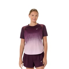 Camiseta Asics Road Fade Manga Curta Borgonha Roxo Mulher 2