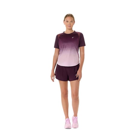 Women's Asics Road Fade Short-Sleeve T-shirt in Burgundy Purple
