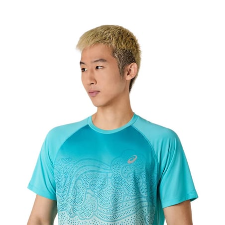Camiseta Asics Road Fade Manga Azul Blanco
