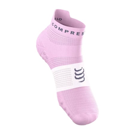 Chaussettes Compressport Pro Racing v4.0 Run Low Rose Blanc