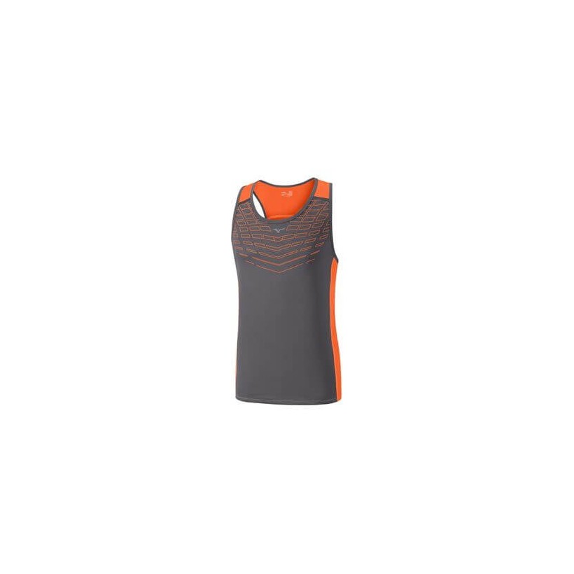 Mizuno Cooltouch V Sinlet Tank Top Gray and Orange
