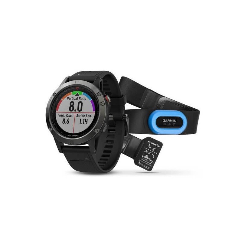 Garmin Fenix 5 Grey com pulseira preta, pacote performer