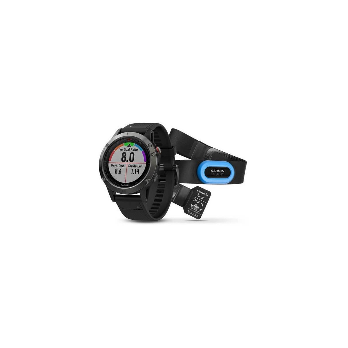 Garmin Fenix 5 Gris con correa negra, pack performer