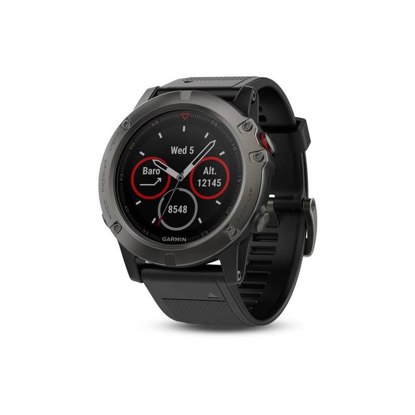 Relógio multiesportivo Garmin fenix 5X Sapphire cinza com pulseira preta