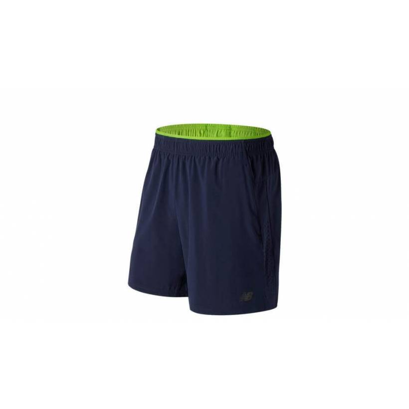 Męskie spodnie do biegania New Balance Woven 2 w 1 Pigment, niebiesko-żółte
