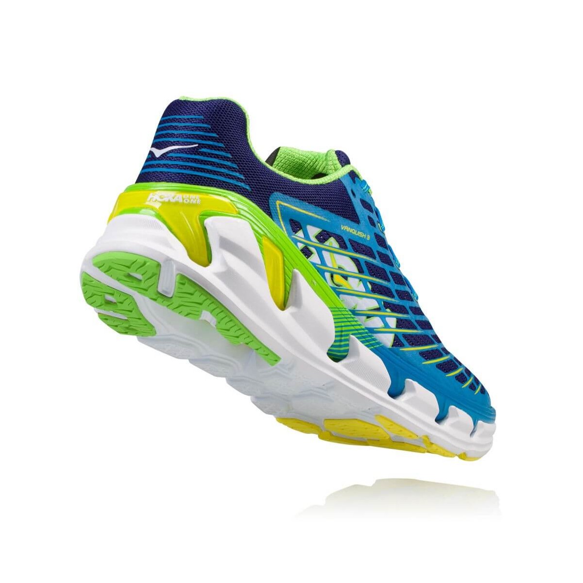 Hoka One Vanquish 3 blaue und grune Herren AW17 Schuhe