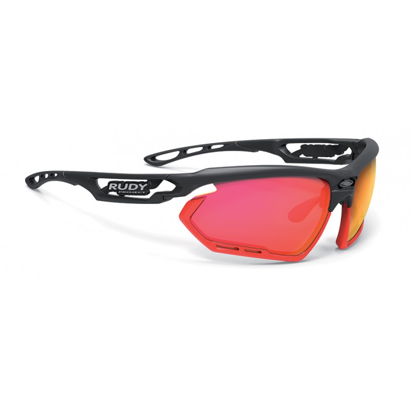 Fotonyk Rudy Project Sunglasses Matte Black Frame, mirror red lens