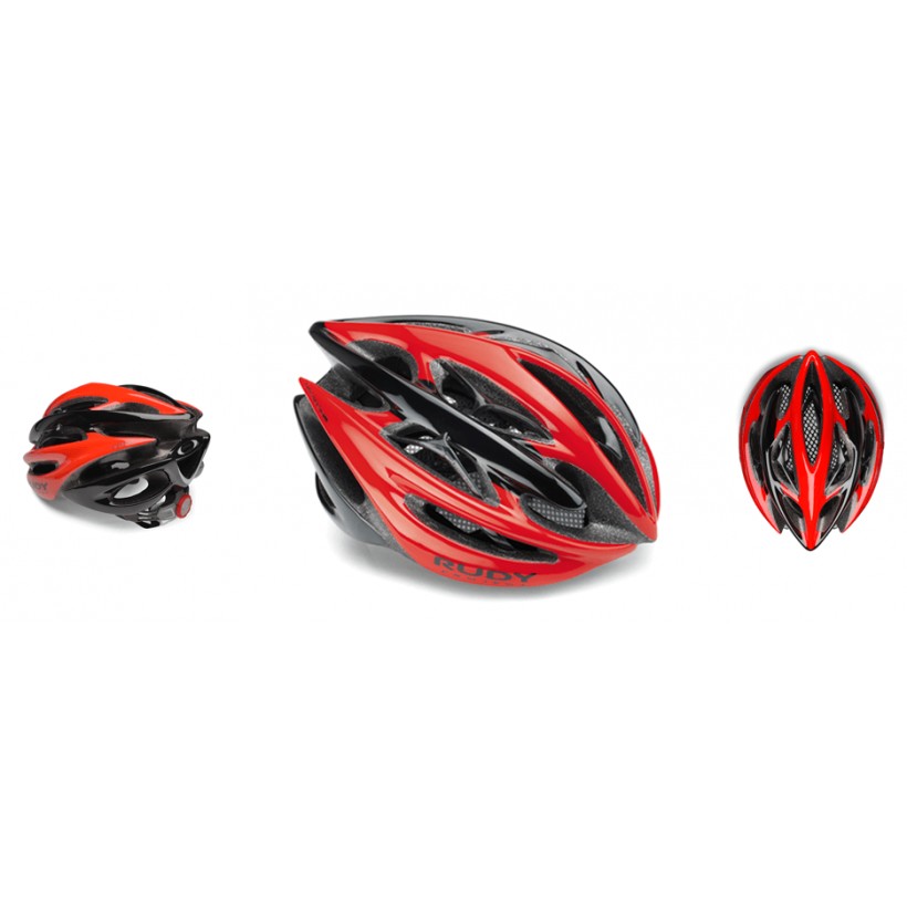 Rudy Project Sterling + czerwono-czarny błyszczący kask rowerowy