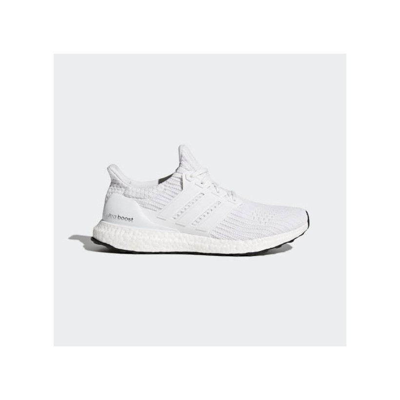 Adidas UltraBOOST shoes. White color.