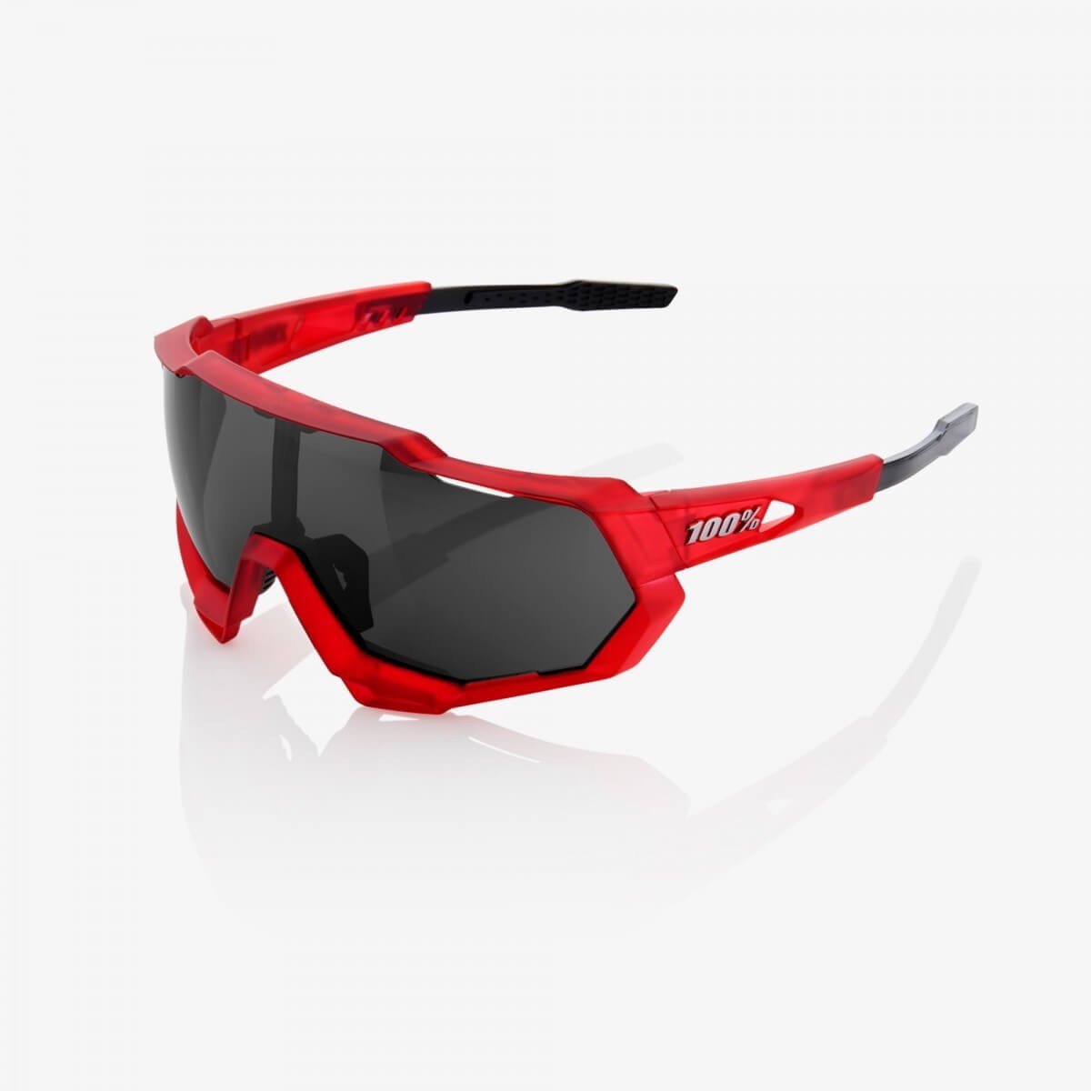Image of 100% Speedtrap matte rote und schwarze Brille mit schwarzer Spiegellinse