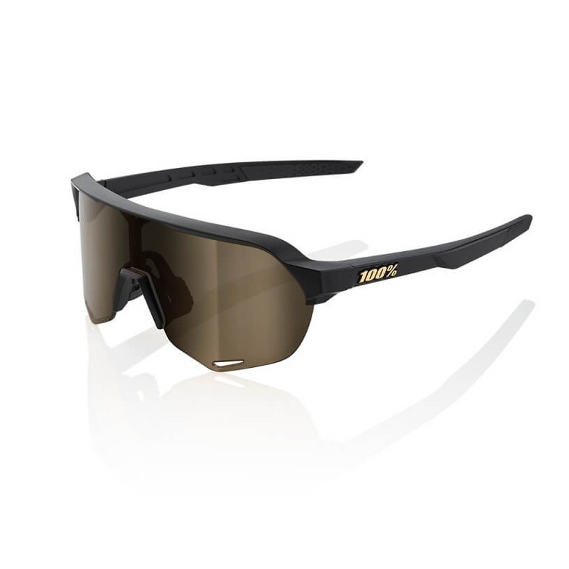 Okulary 100% S2 CZARNY MAT (SOCZEWKA FLASH GOLD)