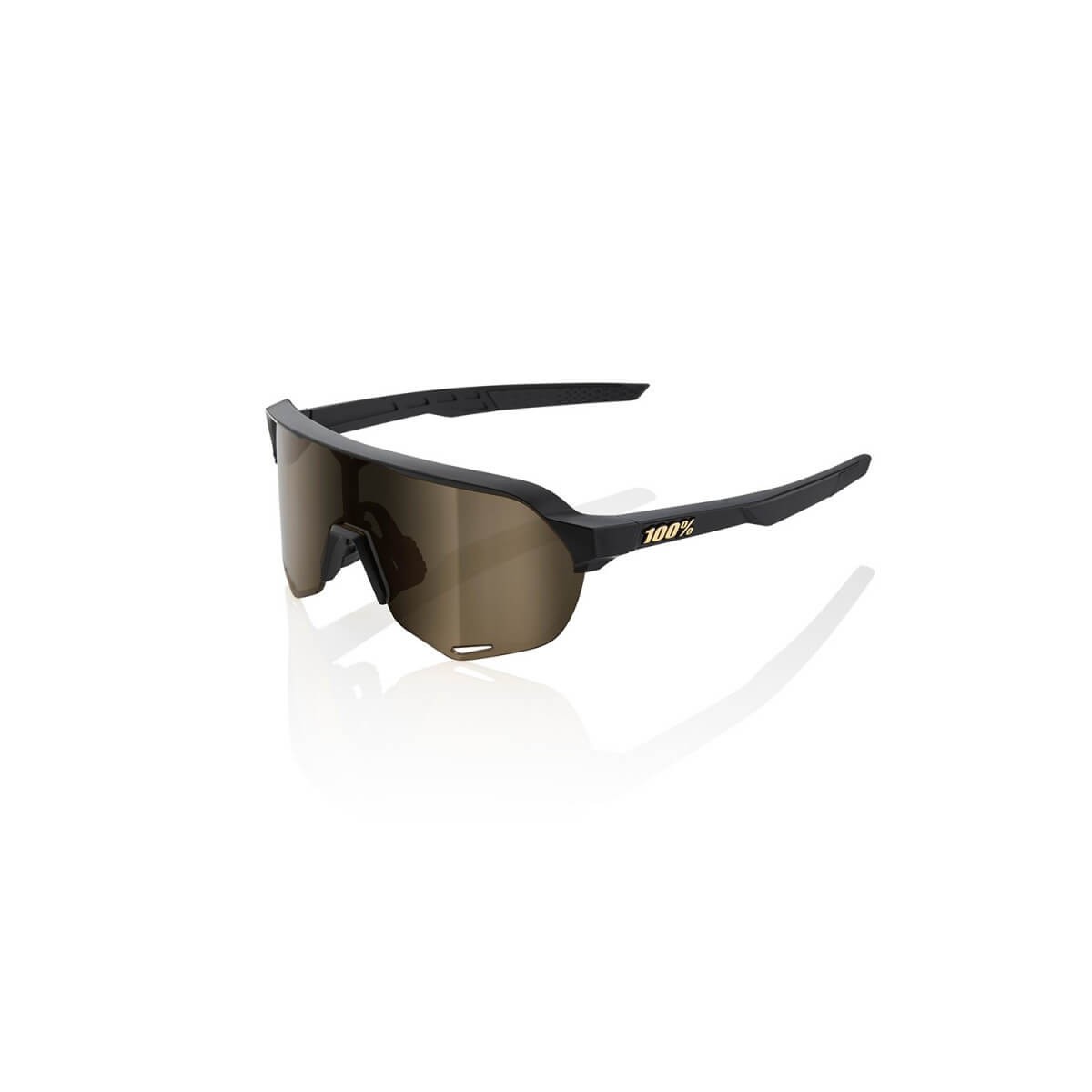 Image of Brille 100% S2 Mattschwarz - Flash Gold Lens