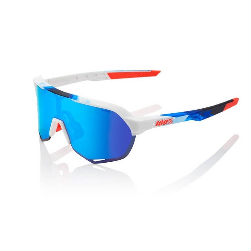 Glasses 100% S2 MATT WHITE / GEO PRINT (MULTILAYER BLUE HIPER MIRROR LENS)