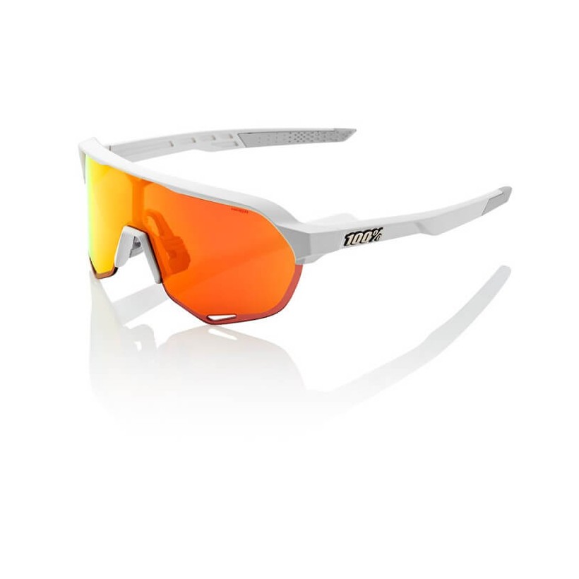 Glasses 100% S2 MATT WHITE (RED MULTI-LAYER HIPER MIRROR LENS)