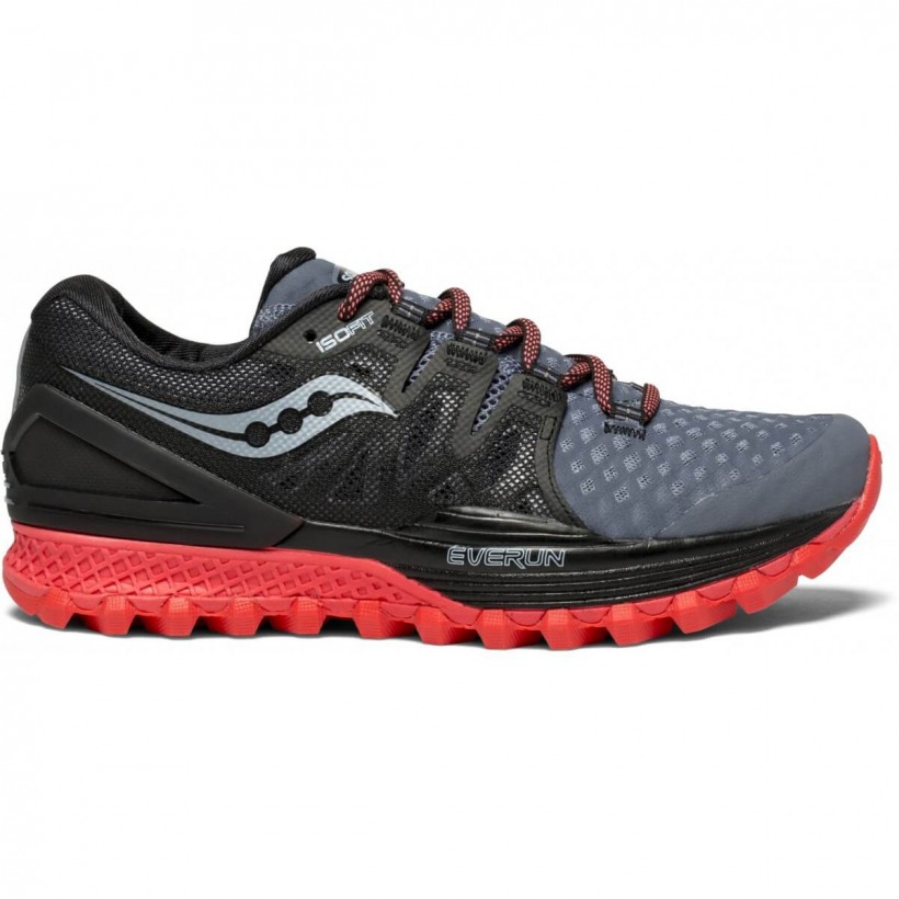 Saucony Xodus ISO 2 Running Shoes Gray Black Coral Women