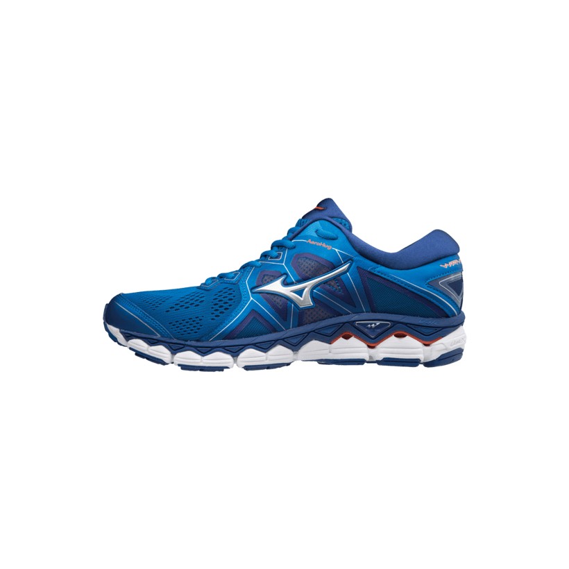 Mizuno Wave Sky 2 Shoes Blue, silver and cherry Men AW18